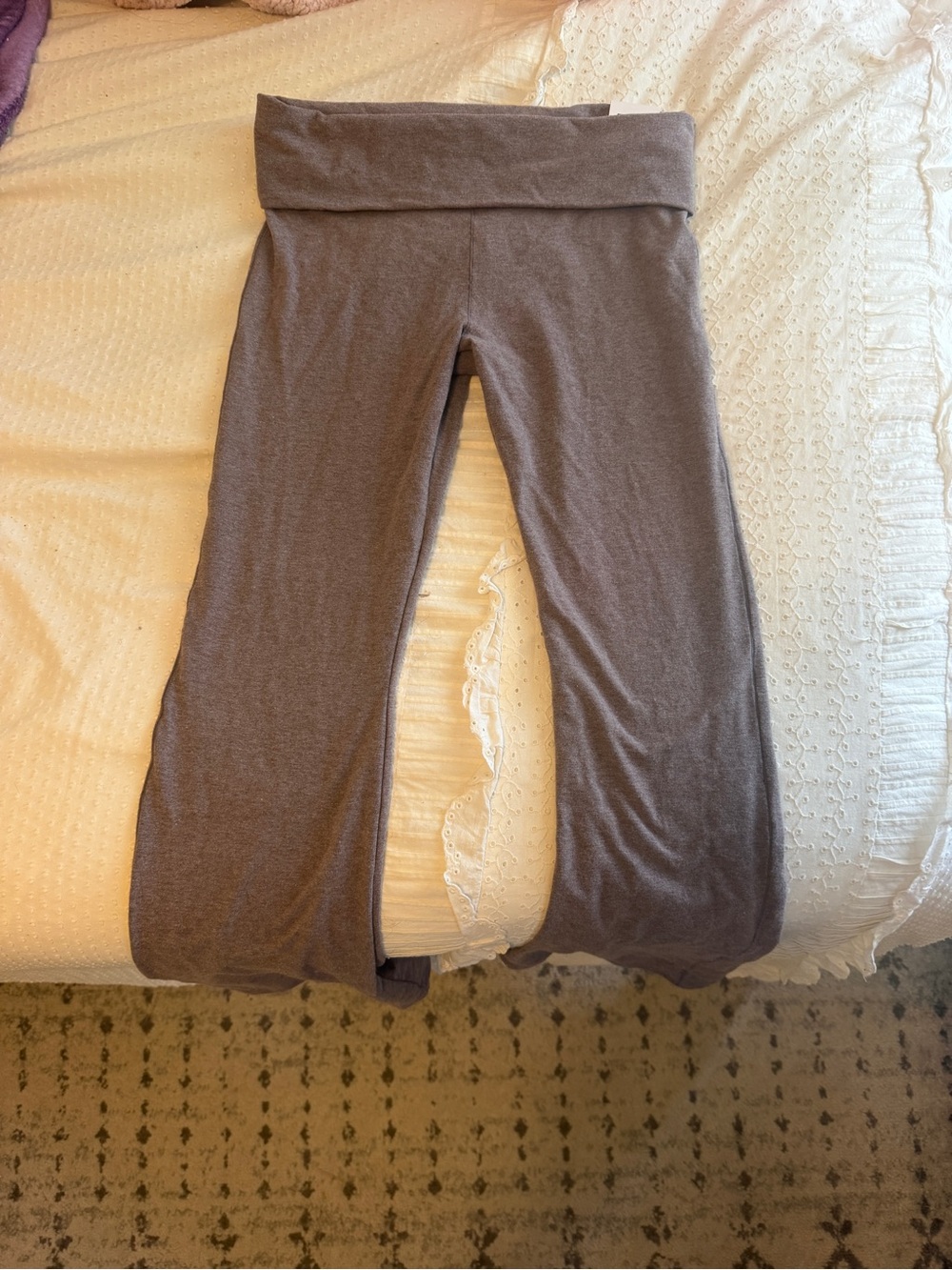PINK Victoria's Secret Heather Gray Fold-Over Waist Kids Leggings